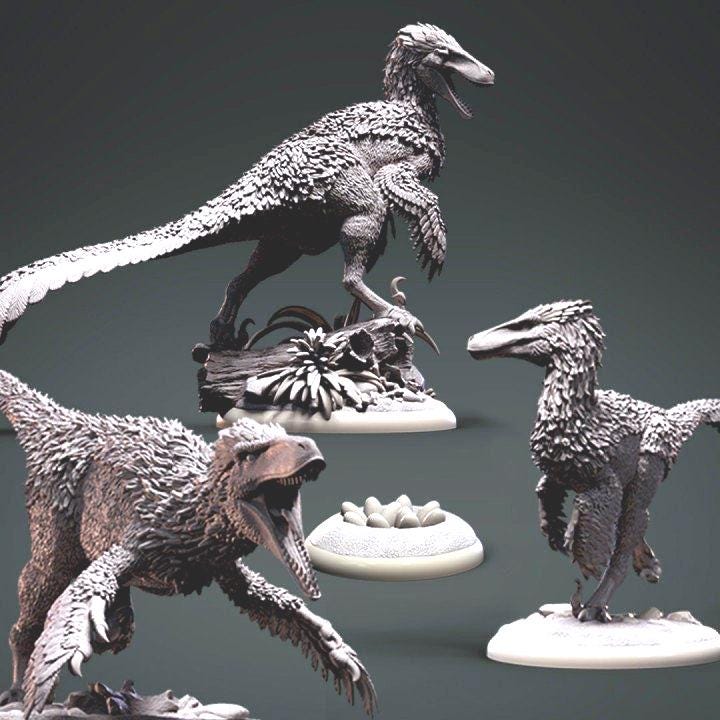 Utahraptor Feathered - Primitive War - UNPAINTED - Clynche Art