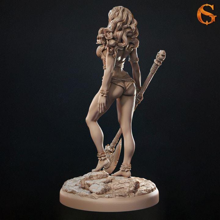 Paivi the Red, Female Human Barbarian - UNPAINTED - SolGood Creations