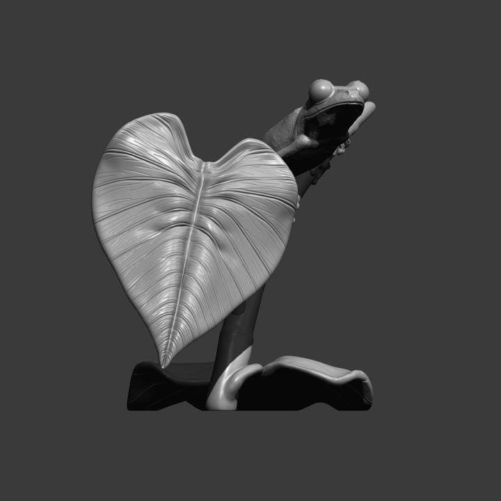 Red-eyed tree frog on a twig - UNPAINTED - Alexander3dart