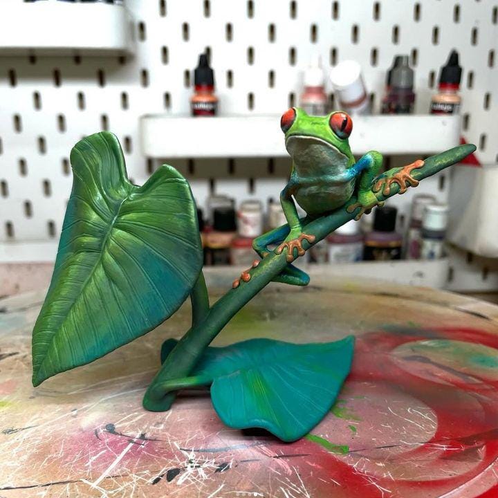 Red-eyed tree frog on a twig - UNPAINTED - Alexander3dart