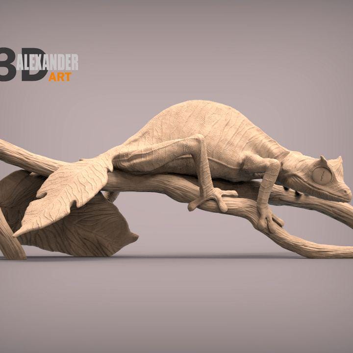 Fantastic leaf-tailed gecko - UNPAINTED - Alexander3dart