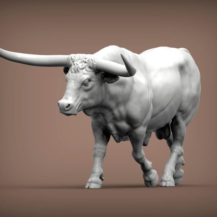 Texas Longhorn - UNPAINTED 3D Figure - Alexander3dart