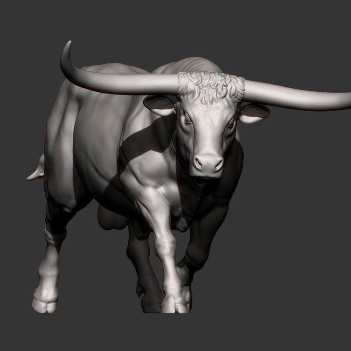 Texas Longhorn - UNPAINTED 3D Figure - Alexander3dart