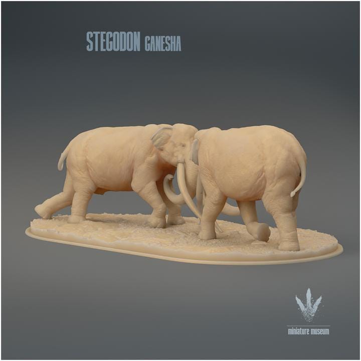 Stegodon ganesha : Fight - UNPAINTED 3D Figurine- Miniature Museum