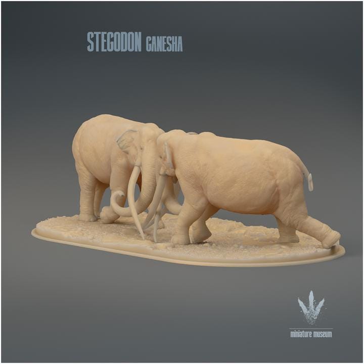 Stegodon ganesha : Fight - UNPAINTED 3D Figurine- Miniature Museum