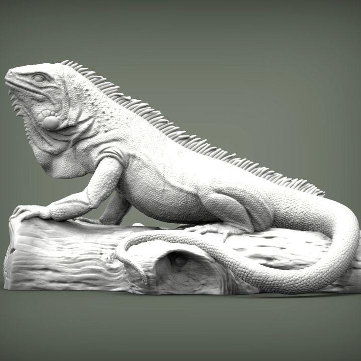Iguana on log - UNPAINTED - Alexander3dart