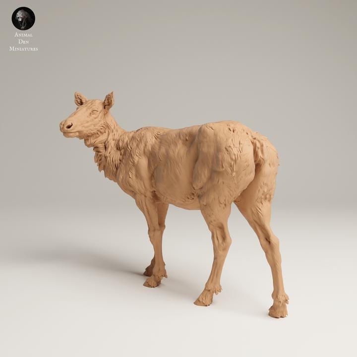 Rocky Mountain Elk Cow - UNPAINTED 3D resin print/figure - Animal Den Miniatures