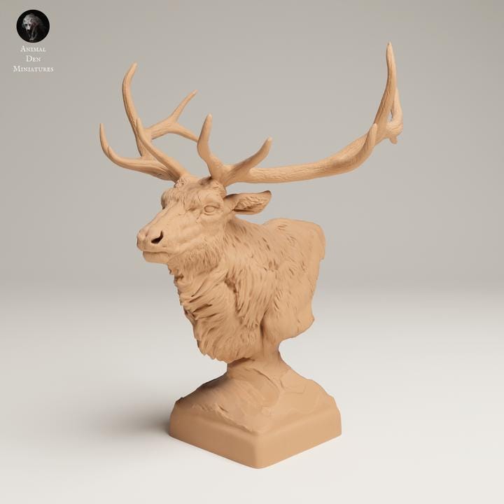 Rocky Mountain Elk Bust - 3D resin figure - Animal Den Miniatures