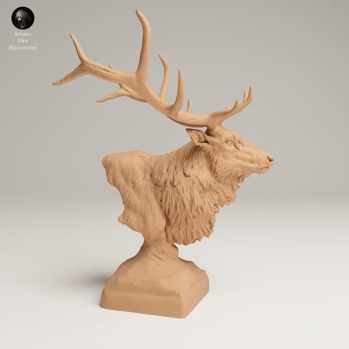 Rocky Mountain Elk Bust - 3D resin figure - Animal Den Miniatures