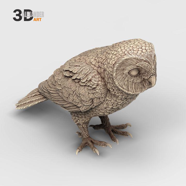 Short-eared Owl - UNPAINTED 3D figure - Alexander3dart