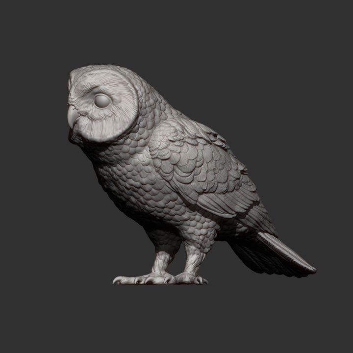 Short-eared Owl - UNPAINTED 3D figure - Alexander3dart