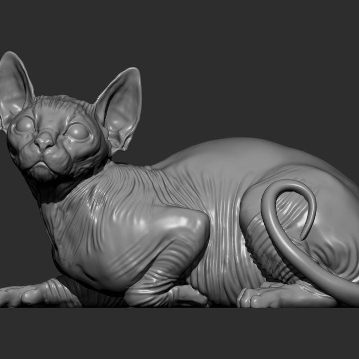 Sphynx cat - UNPAINTED 3D Figure - Alexander3dart