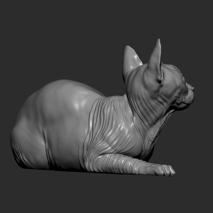 Sphynx cat - UNPAINTED 3D Figure - Alexander3dart