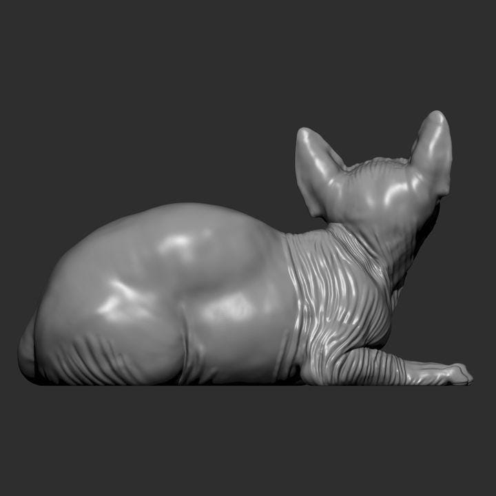 Sphynx cat - UNPAINTED 3D Figure - Alexander3dart