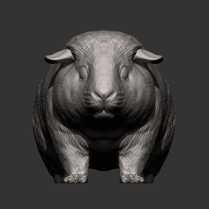 Teddy Guinea Pig - UNPAINTED 3D Figure - Alexander3dart