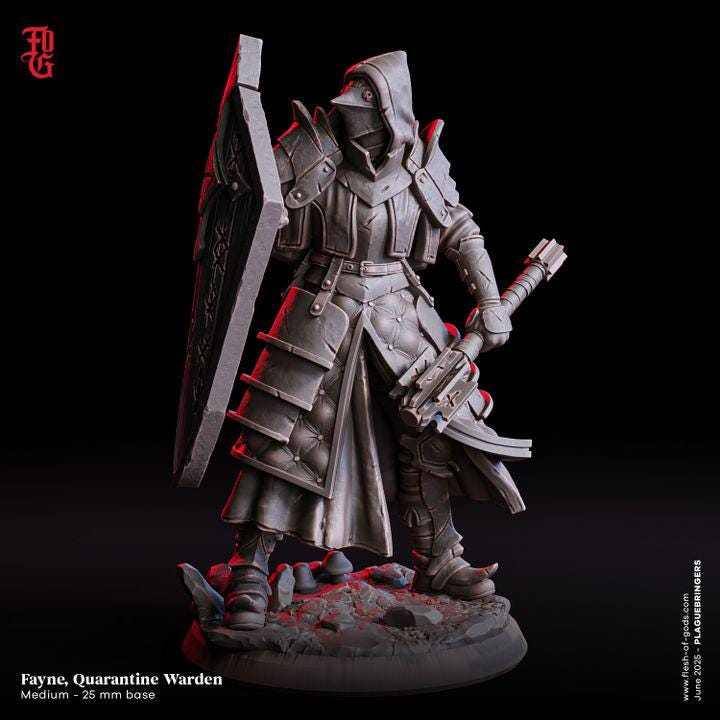 Fayne, Quarantine Warden - UNPAINTED 3D figure - Flesh of Gods