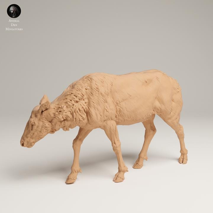 Rocky Mountain Elk Cow Feed - UNPAINTED 3D resin print/figure - Animal Den Miniatures