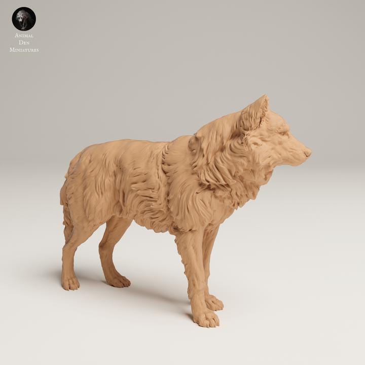 Grey Wolf - UNPAINTED 3D resin print/figure - Animal Den Miniatures