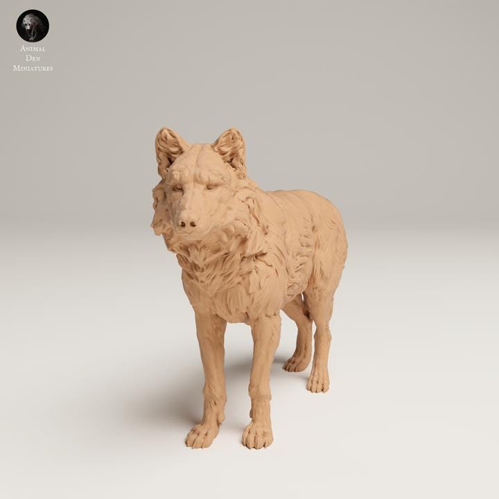 Grey Wolf - UNPAINTED 3D resin print/figure - Animal Den Miniatures