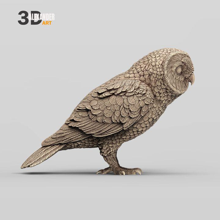 Short-eared Owl - UNPAINTED 3D figure - Alexander3dart