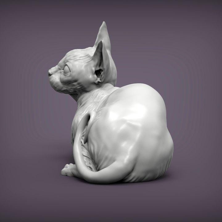 Sphynx cat - UNPAINTED 3D Figure - Alexander3dart
