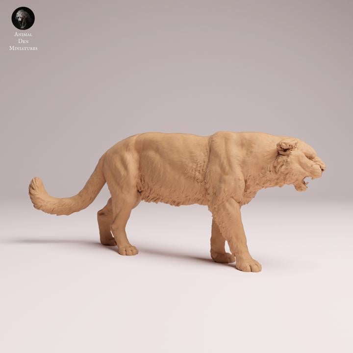 Amur Leopard Roar - UNPAINTED 3D Resin Figure - Animal Den Miniatures