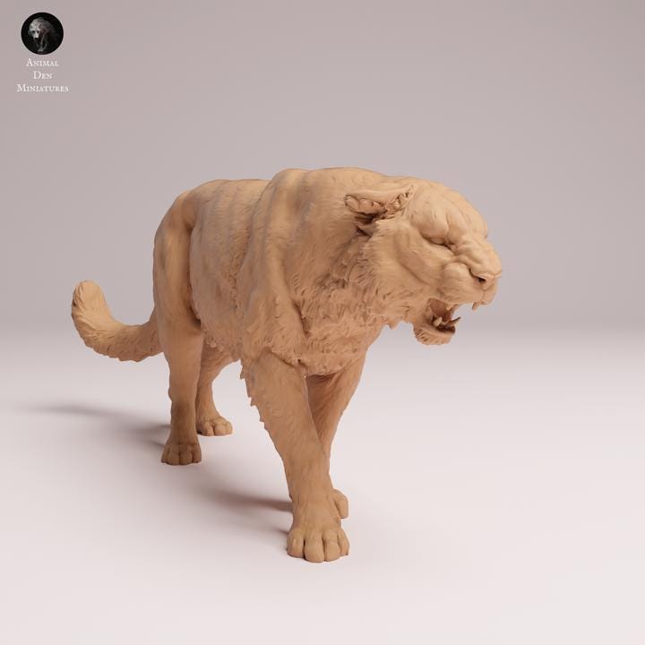 Amur Leopard Roar - UNPAINTED 3D Resin Figure - Animal Den Miniatures