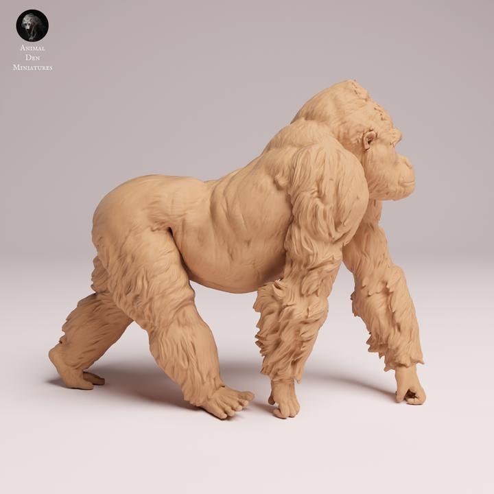 Eastern Lowland Gorilla - Silverback - UNPAINTED 3D Resin Figure - Animal Den Miniatures