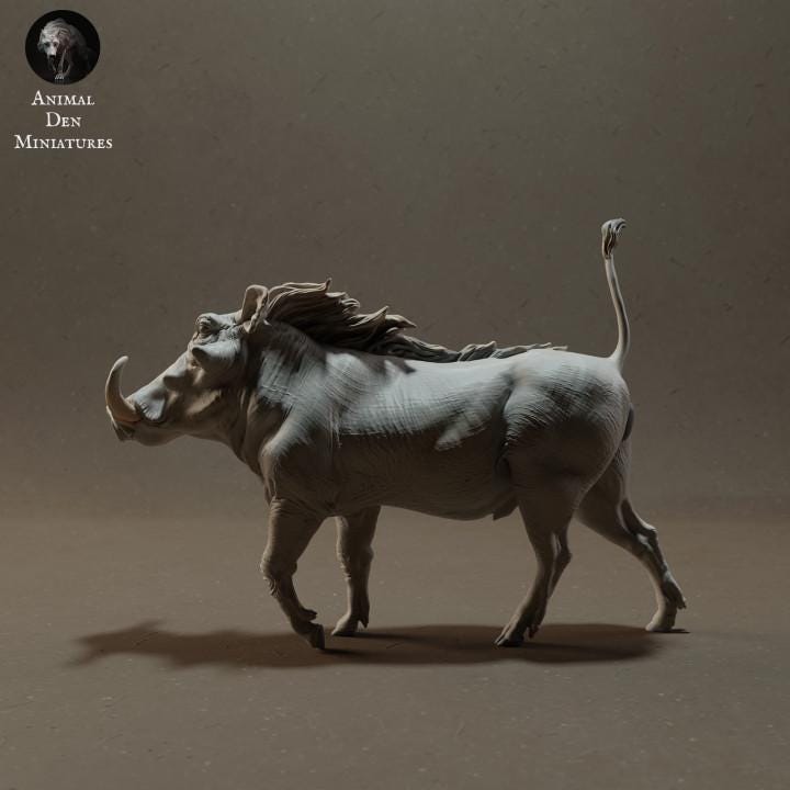 Warthog - UNPAINTED 3D Resin Figure - Animal Den Miniatures