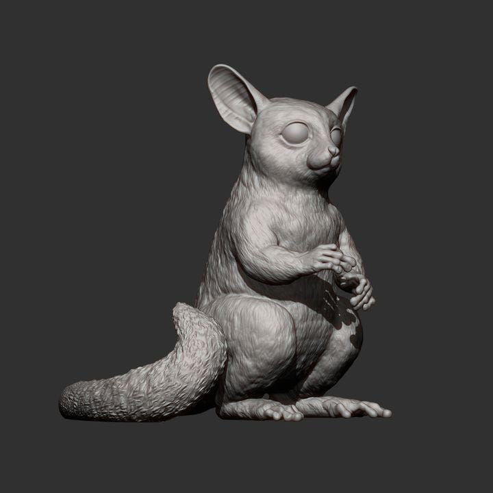 Smnigalsky Galago Bush Baby - UNPAINTED 3D figure - Alexander3dart