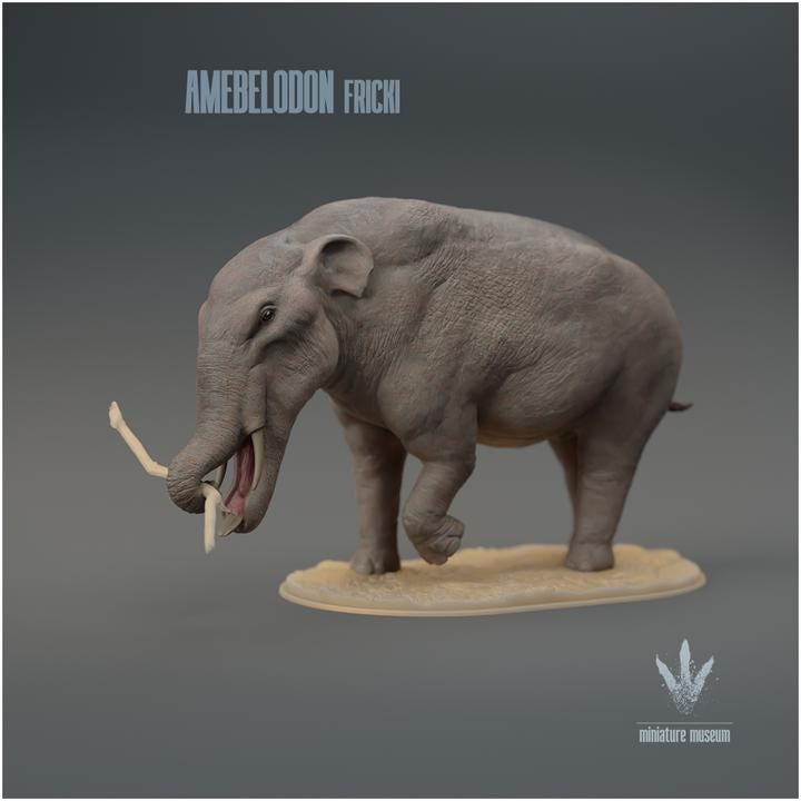 Amebelodon fricki : Feeding - UNPAINTED 3D Resin Figure - Miniature Museum