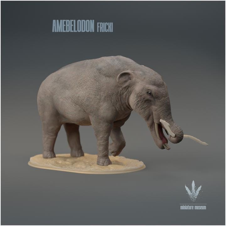 Amebelodon fricki : Feeding - UNPAINTED 3D Resin Figure - Miniature Museum