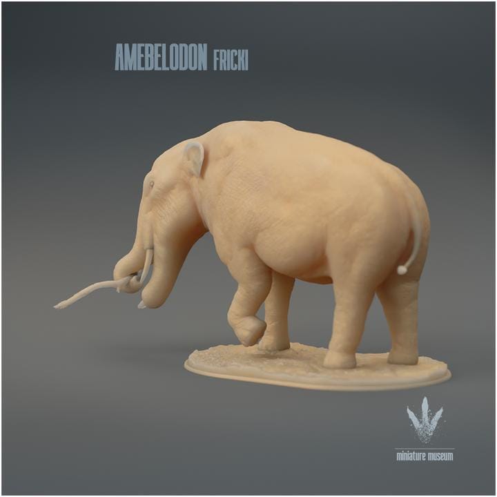Amebelodon fricki : Feeding - UNPAINTED 3D Resin Figure - Miniature Museum