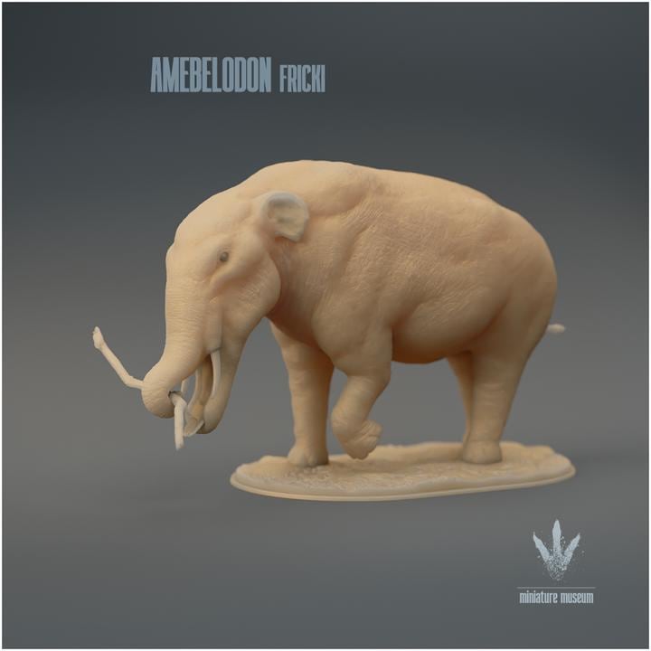 Amebelodon fricki : Feeding - UNPAINTED 3D Resin Figure - Miniature Museum
