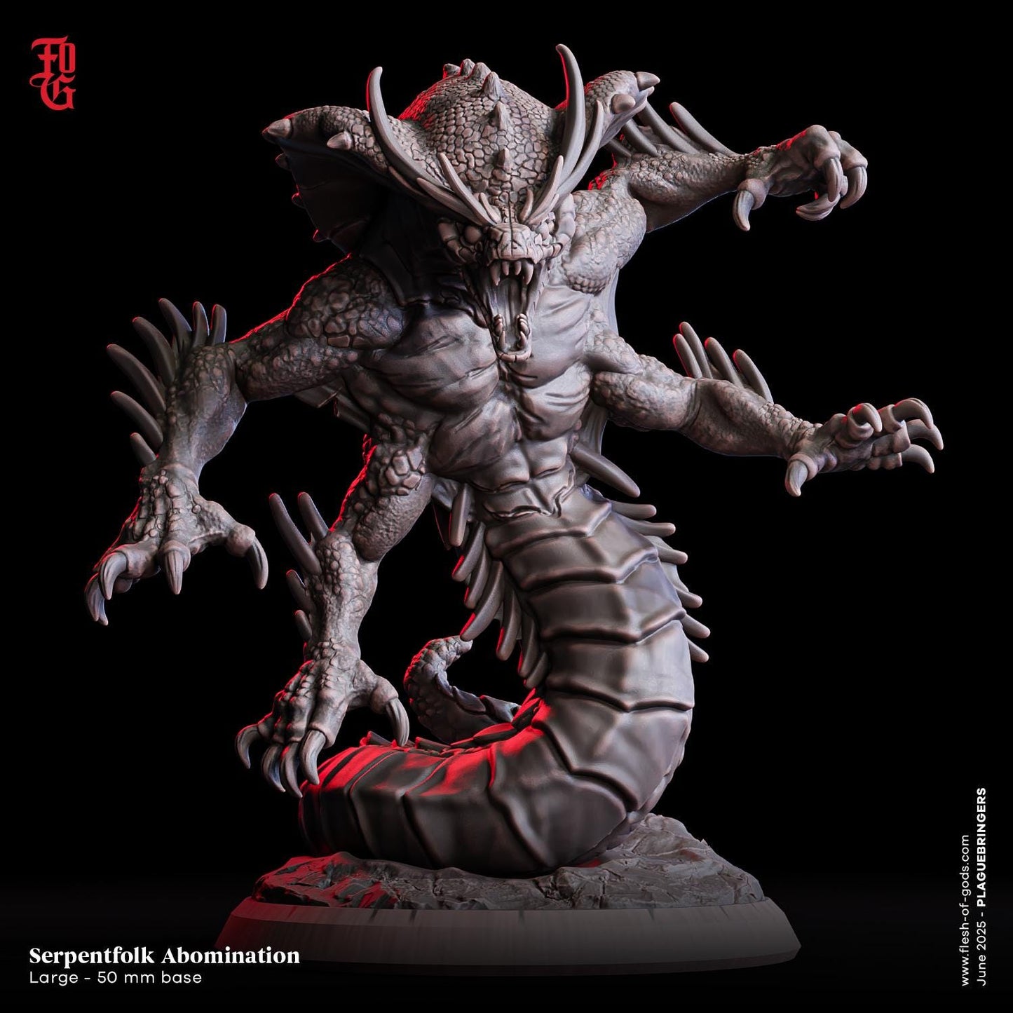 Serpentfolk Abomination - UNPAINTED figure - Flesh of Gods
