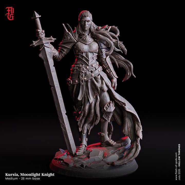 Kursia, Moonlight Knight - UNPAINTED Figure - Flesh of Gods