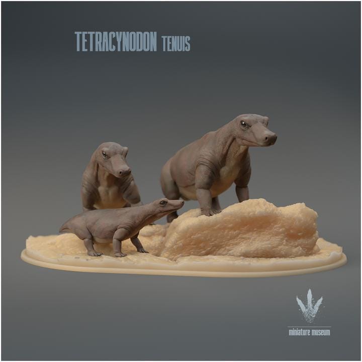 Tetracynodon tenuis : Family Group - UNPAINTED 3D Resin Figure - Miniature Museum