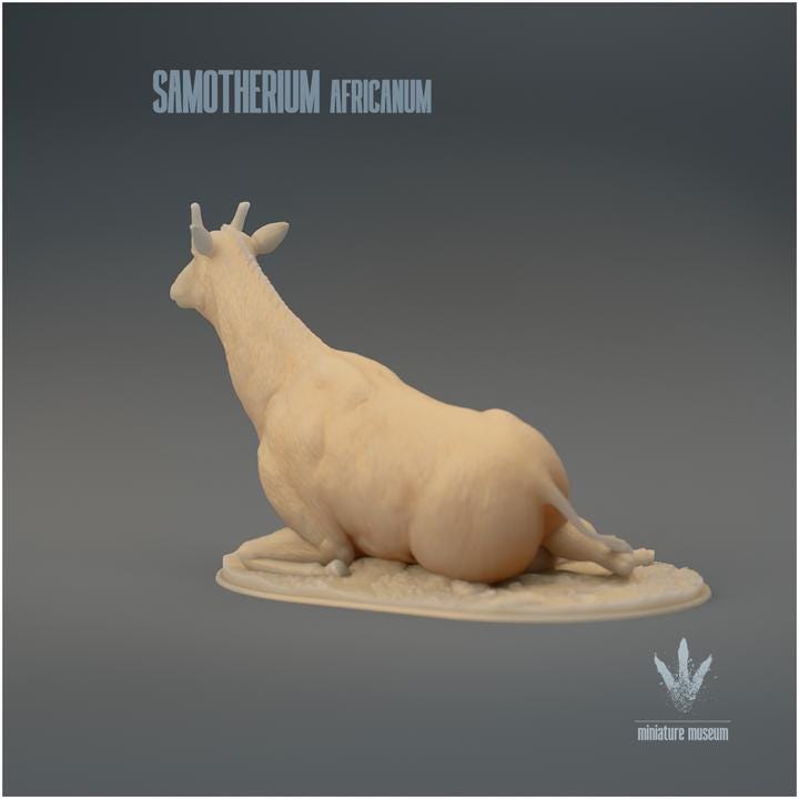 Samotherium africanum : Resting - UNPAINTED 3D Resin Figure - Miniature Museum