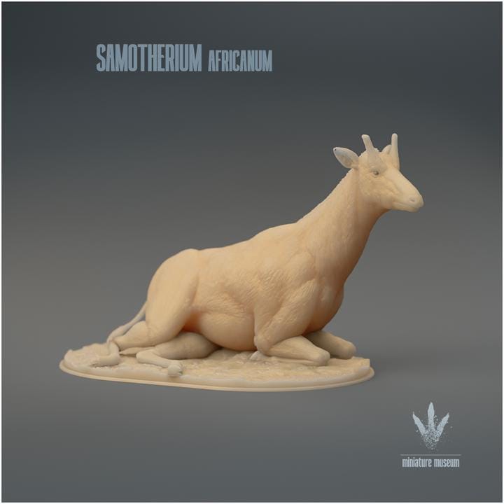 Samotherium africanum : Resting - UNPAINTED 3D Resin Figure - Miniature Museum