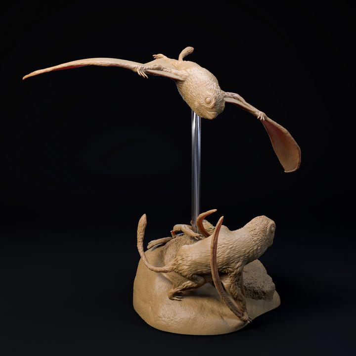 Sinomacrops bondei pair - UNPAINTED 3D Resin Figures - Dino and Dog Miniatures