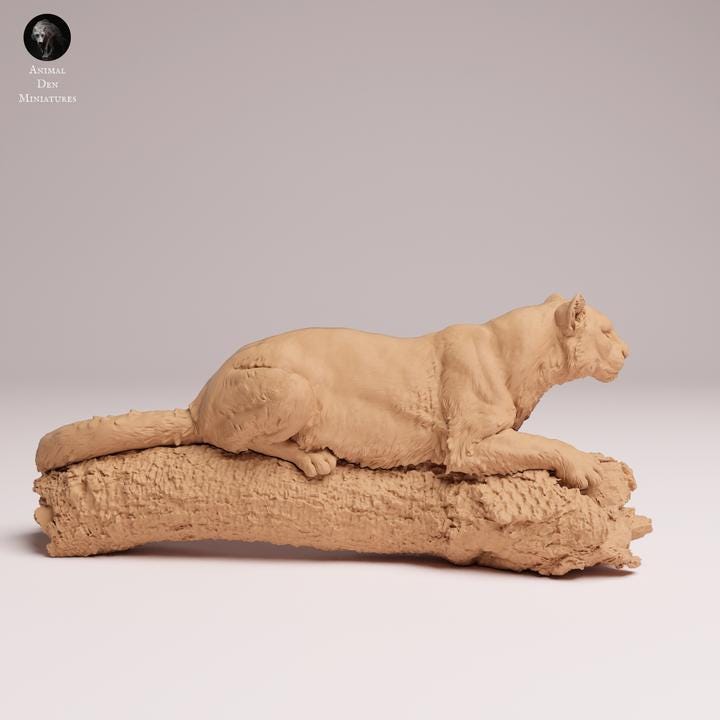 Amur Leopard on a Tree - UNPAINTED 3D Resin Figure - Animal Den Miniatures