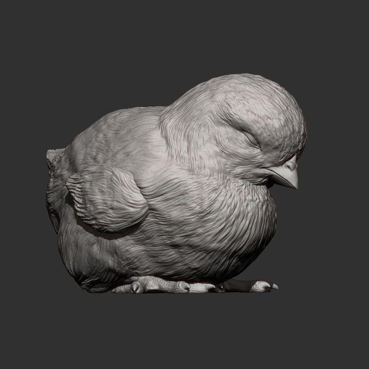 Sleeping Chick - UNPAINTED 3D Figure - Alexander3dart