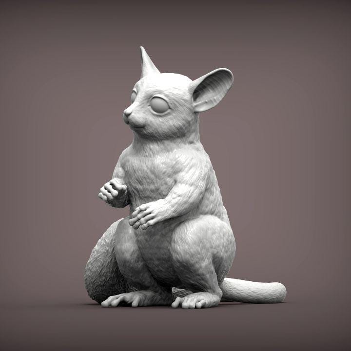 Smnigalsky Galago Bush Baby - UNPAINTED 3D figure - Alexander3dart