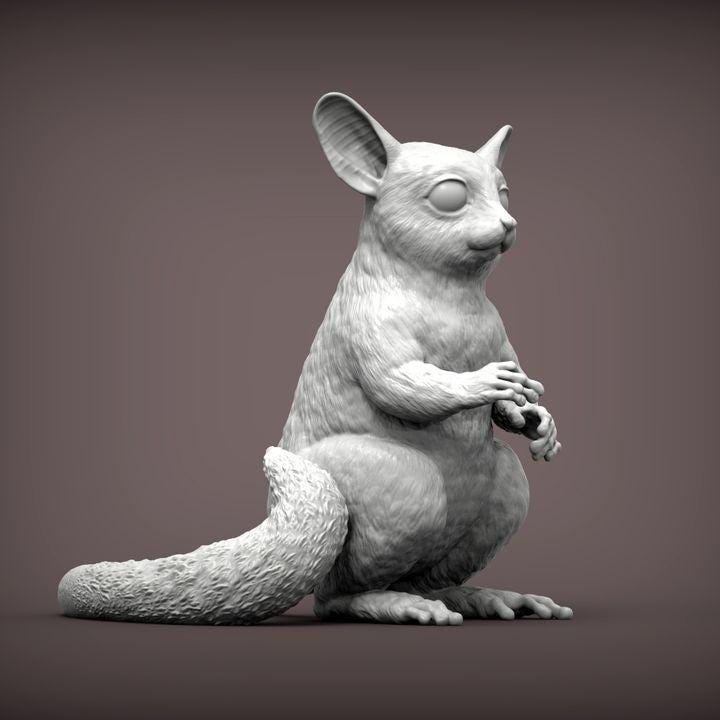 Smnigalsky Galago Bush Baby - UNPAINTED 3D figure - Alexander3dart