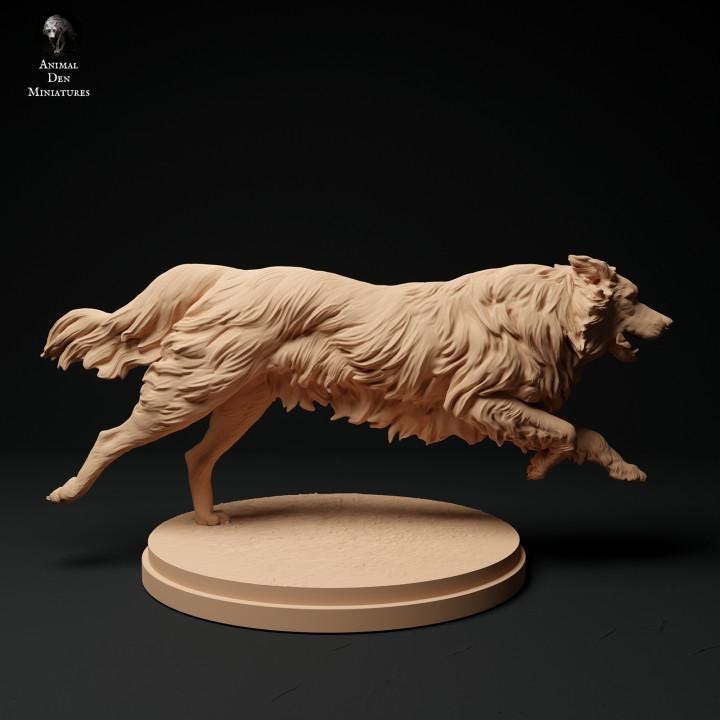Border Collie - UNPAINTED 3D Resin Figure - Animal Den Miniatures
