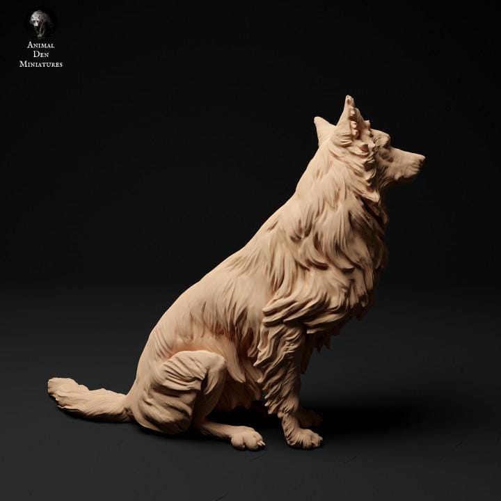 Border Collie - UNPAINTED 3D Resin Figure - Animal Den Miniatures