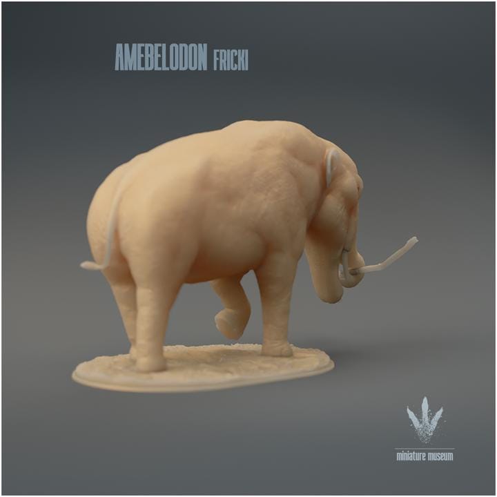 Amebelodon fricki : Feeding - UNPAINTED 3D Resin Figure - Miniature Museum