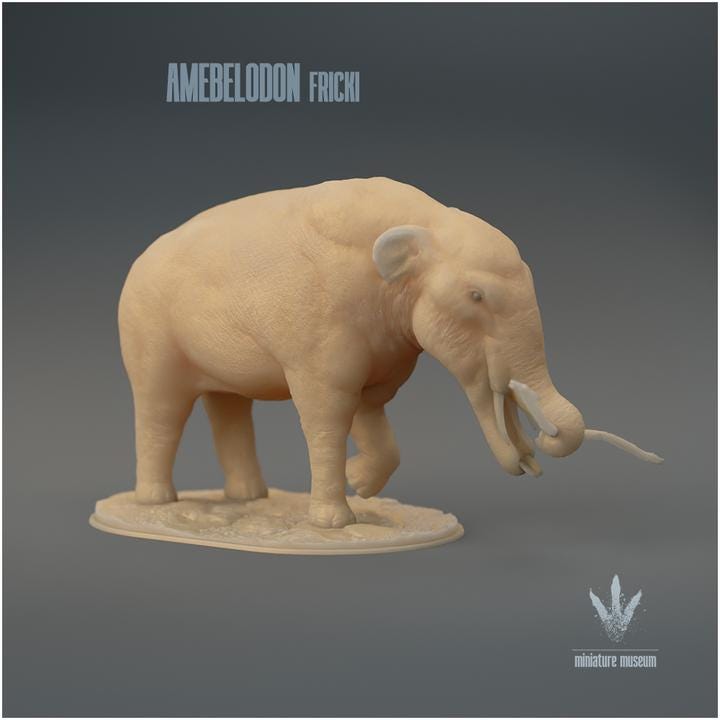 Amebelodon fricki : Feeding - UNPAINTED 3D Resin Figure - Miniature Museum