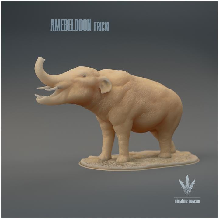 Amebelodon fricki : Warning - UNPAINTED 3D Resin Figure - Miniature Museum