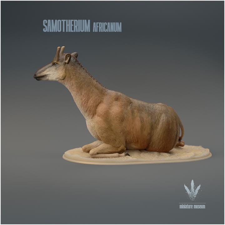Samotherium africanum : Resting - UNPAINTED 3D Resin Figure - Miniature Museum